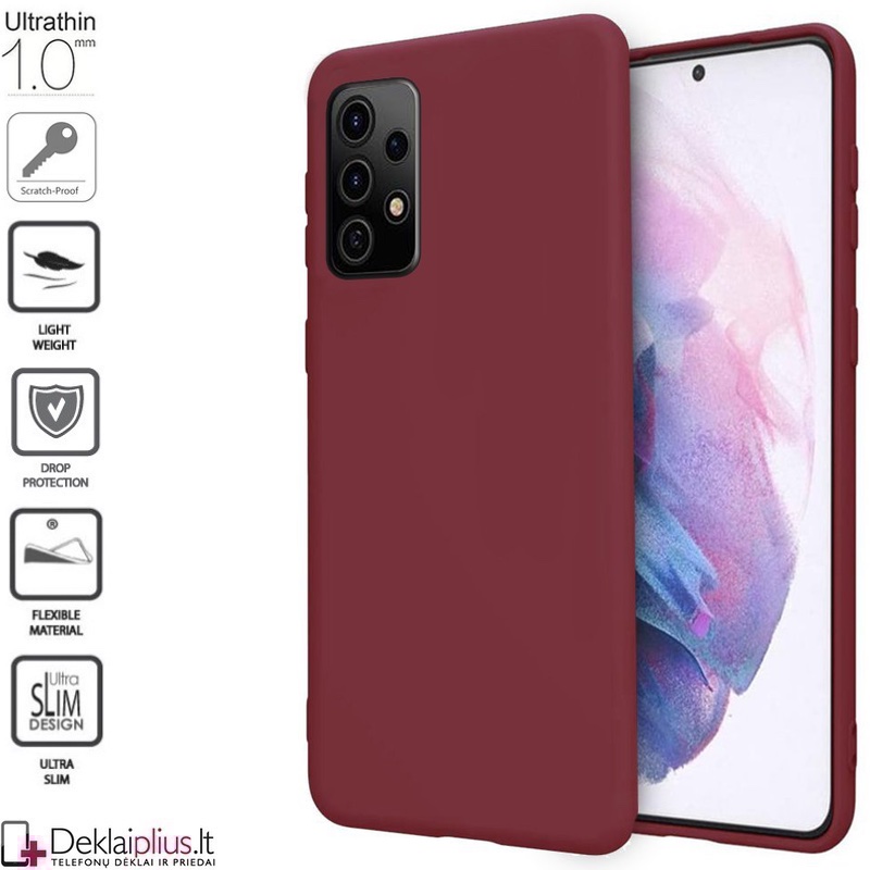 Silikoninis 1mm. storio dėklas - bordo spalvos (telefonams Samsung A52/A52 5G/A52S 5G) Silikoninis 1mm. storio dėklas - bordo spalvos (telefonams Samsung A52/A52 5G/A52S 5G)